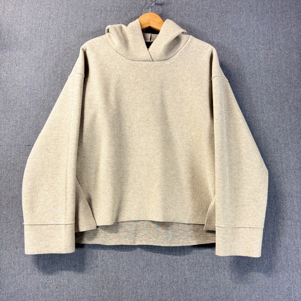 OAT New York Oversized Crossover Knit Hoodie Beige Large